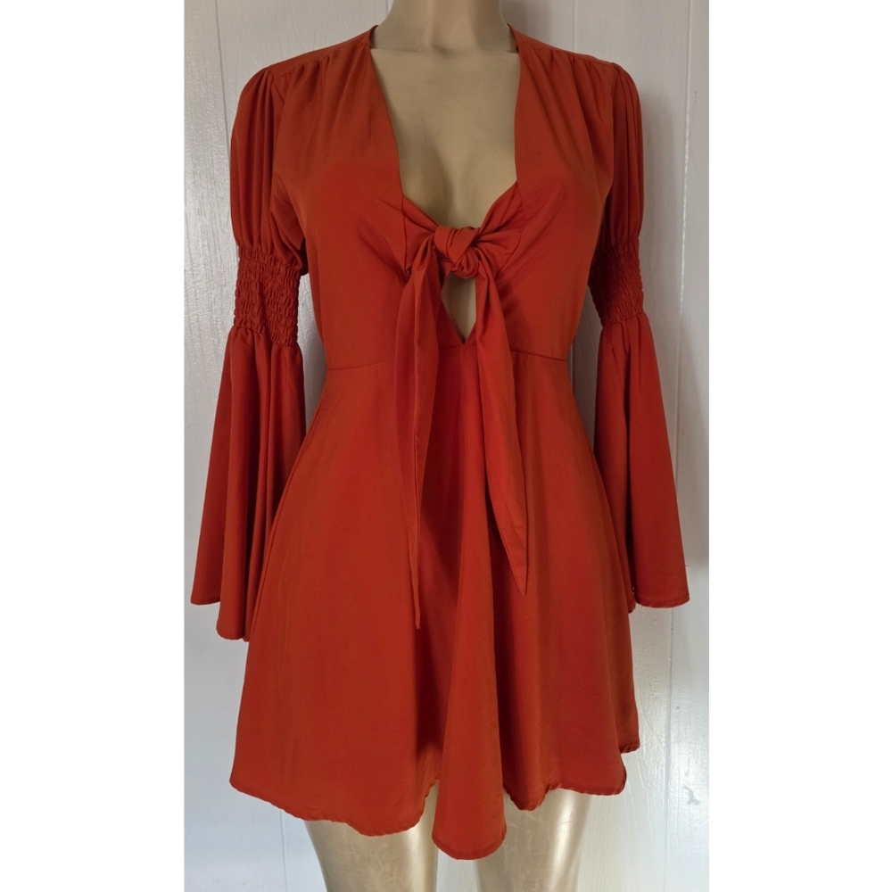 HYFVE Rust Tie-Front Blouse